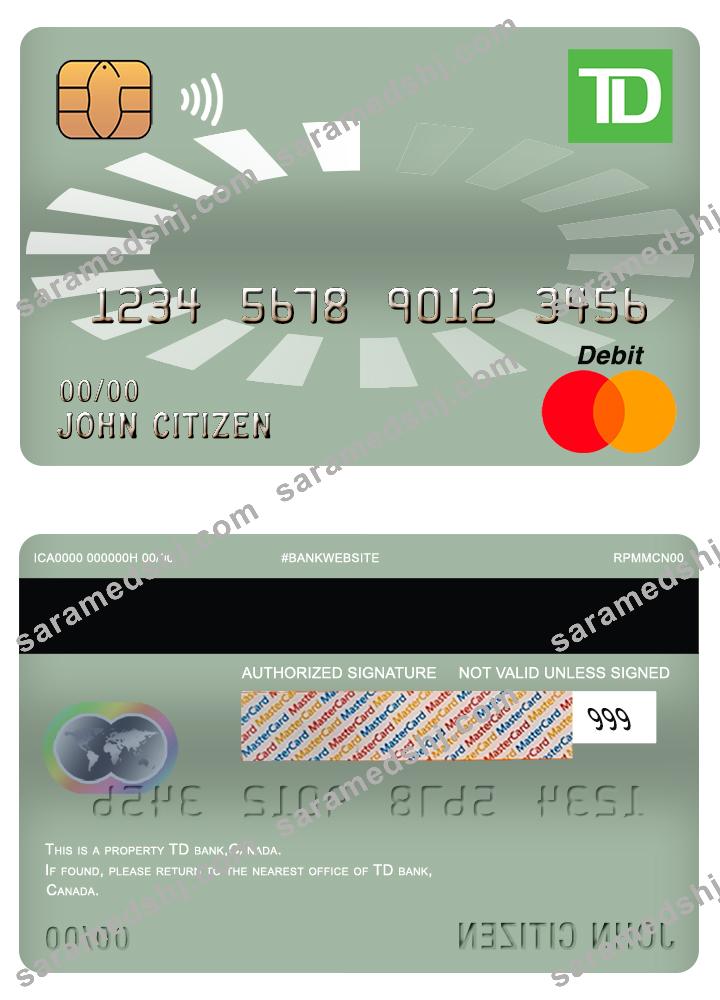 Canada TD master debit card